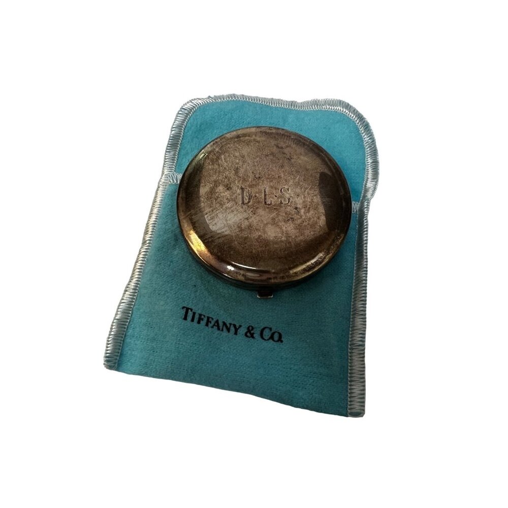 Tiffany & Co Sterling Silver Powder Compact Mirror Monogrammed w/ Box & Pouch - Picture 9 of 16
